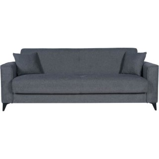 Canapé convertible 3 places - BERGAMO - Tissu gris foncé - 2 coussin