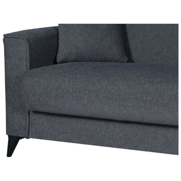 Canapé convertible 3 places - BERGAMO - Tissu gris foncé - 2 coussin