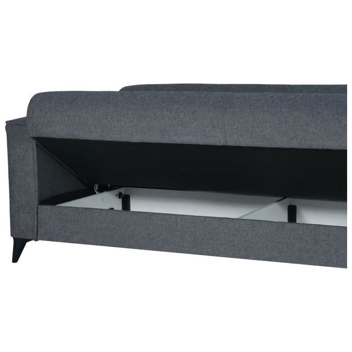 Canapé convertible 3 places - BERGAMO - Tissu gris foncé - 2 coussin