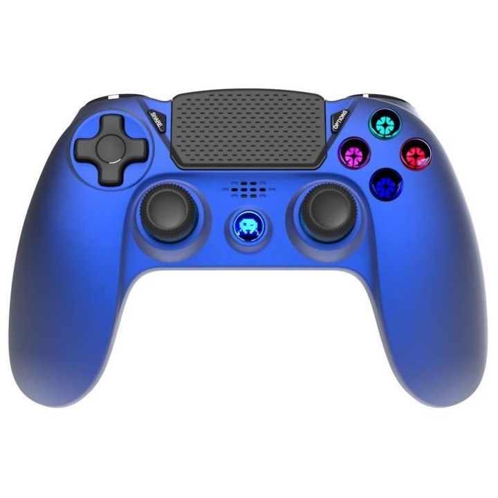 Manette Sans Fil BLUE Metal avec Prise Jack pour casque et boutons lum