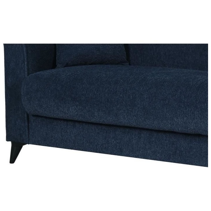 Canapé convertible 3 places - BERGAMO - Tissu bleu foncé - 2 coussin