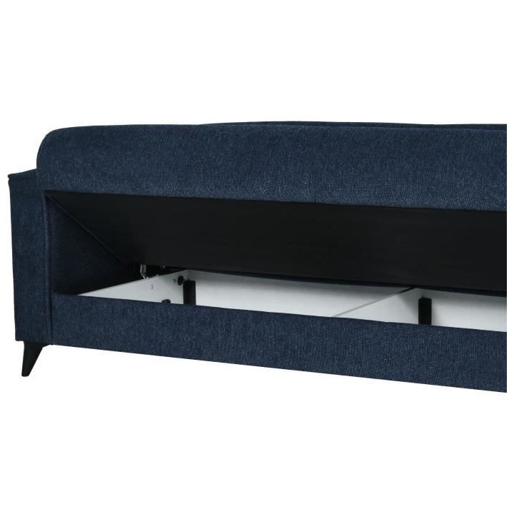 Canapé convertible 3 places - BERGAMO - Tissu bleu foncé - 2 coussin