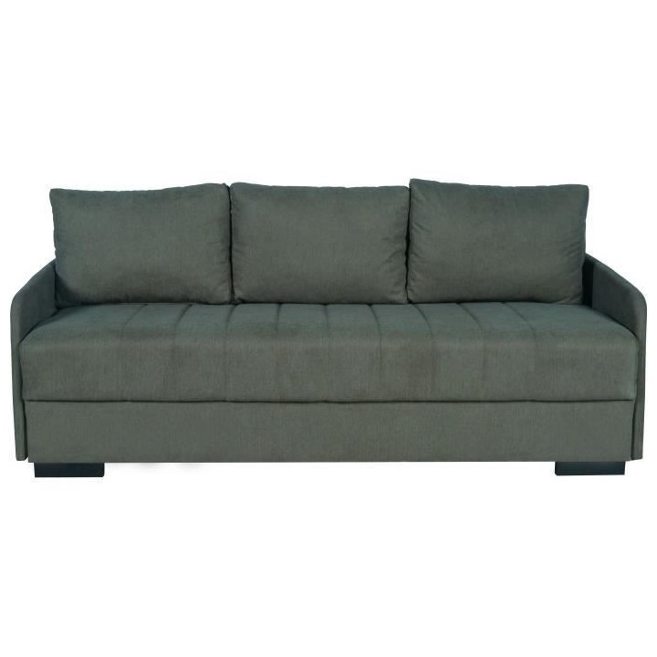 Canapé convertible 3 places - BETTA - Tissu vert foncé - Couchage 14