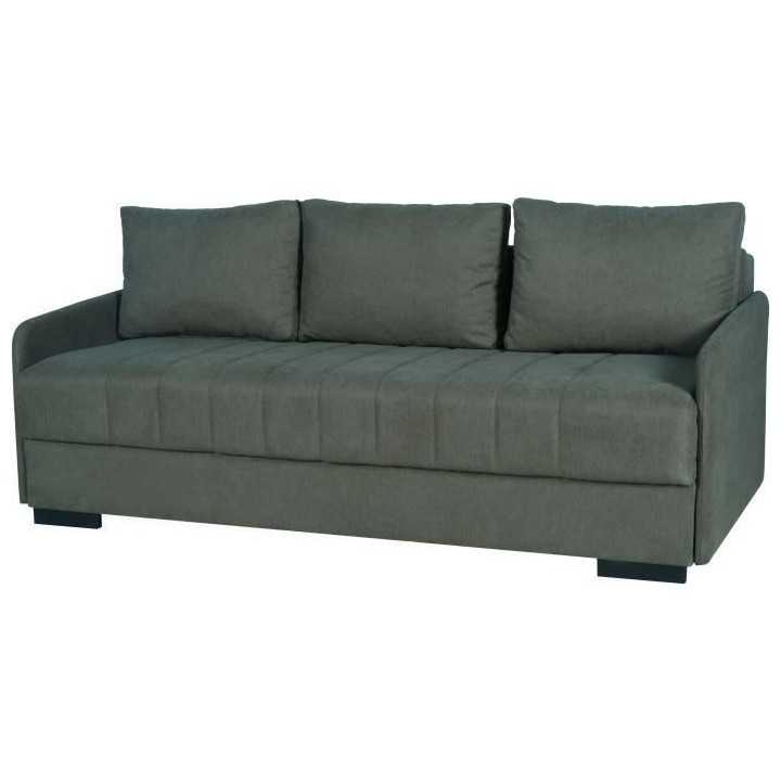 Canapé convertible 3 places - BETTA - Tissu vert foncé - Couchage 14
