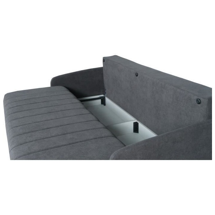 Canapé convertible 3 places - BETTA - Tissu gris clair - Couchage 145