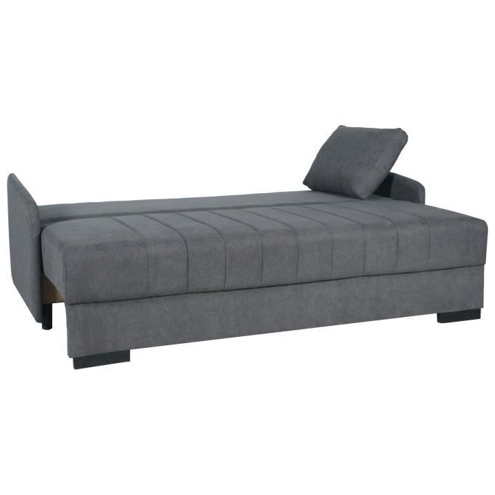 Canapé convertible 3 places - BETTA - Tissu gris clair - Couchage 145