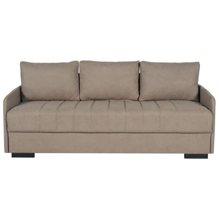 Canapé convertible 3 places - BETTA - Tissu beige - Couchage 145 x 19