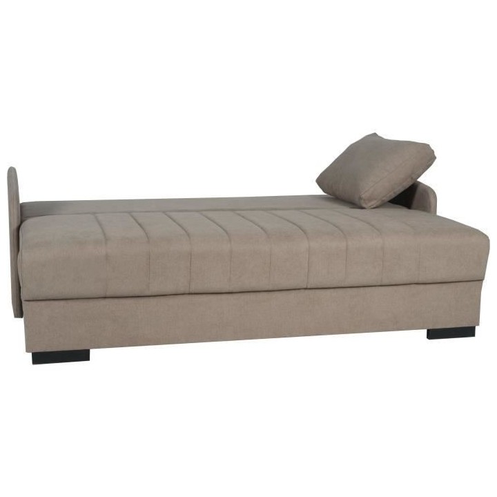 Canapé convertible 3 places - BETTA - Tissu beige - Couchage 145 x 19