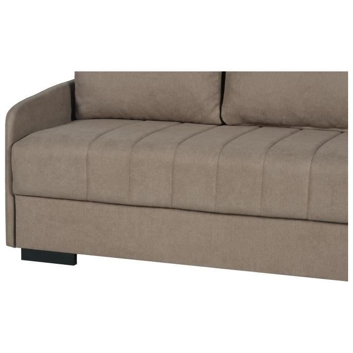 Canapé convertible 3 places - BETTA - Tissu beige - Couchage 145 x 19