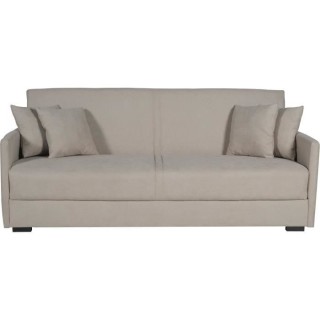 Canapé convertible 3 places - BIANCA - Tissu beige - 4 coussins - Cof