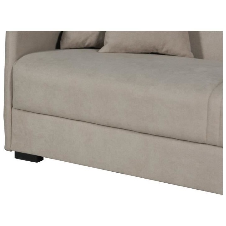 Canapé convertible 3 places - BIANCA - Tissu beige - 4 coussins - Cof