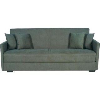 Canapé convertible 3 places - BIANCA - Tissu vert foncé - 4 coussins