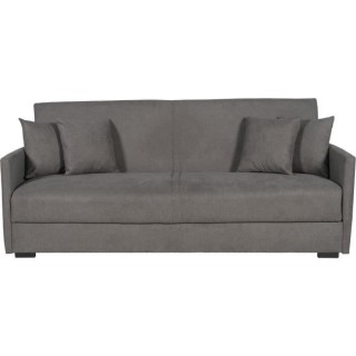 Canapé convertible 3 places - BIANCA - Tissu taupe - 4 coussins - Cof