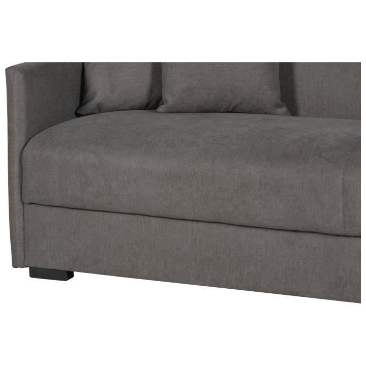Canapé convertible 3 places - BIANCA - Tissu taupe - 4 coussins - Cof