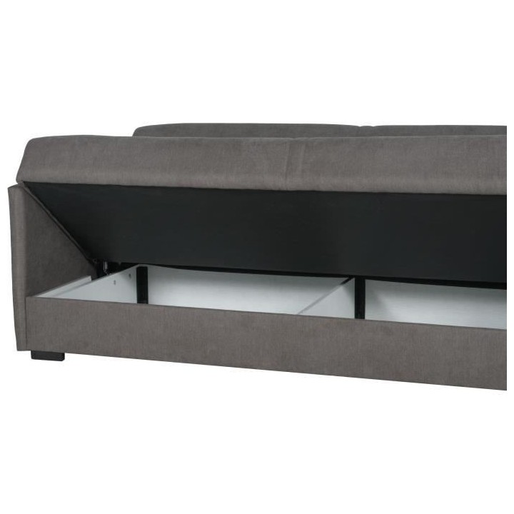 Canapé convertible 3 places - BIANCA - Tissu taupe - 4 coussins - Cof