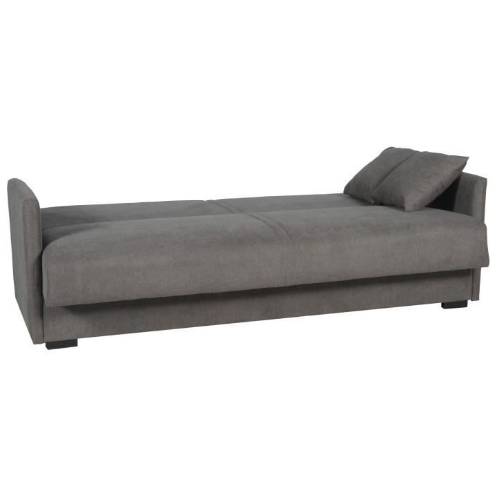 Canapé convertible 3 places - BIANCA - Tissu taupe - 4 coussins - Cof