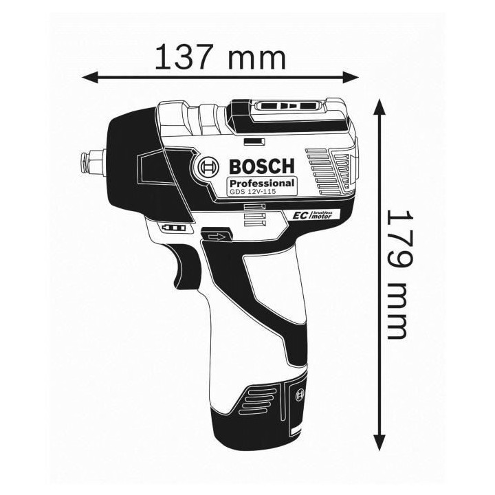Boulonneuse Bosch Professional GDS 12V-115 sans batterie 2600 tr/min -