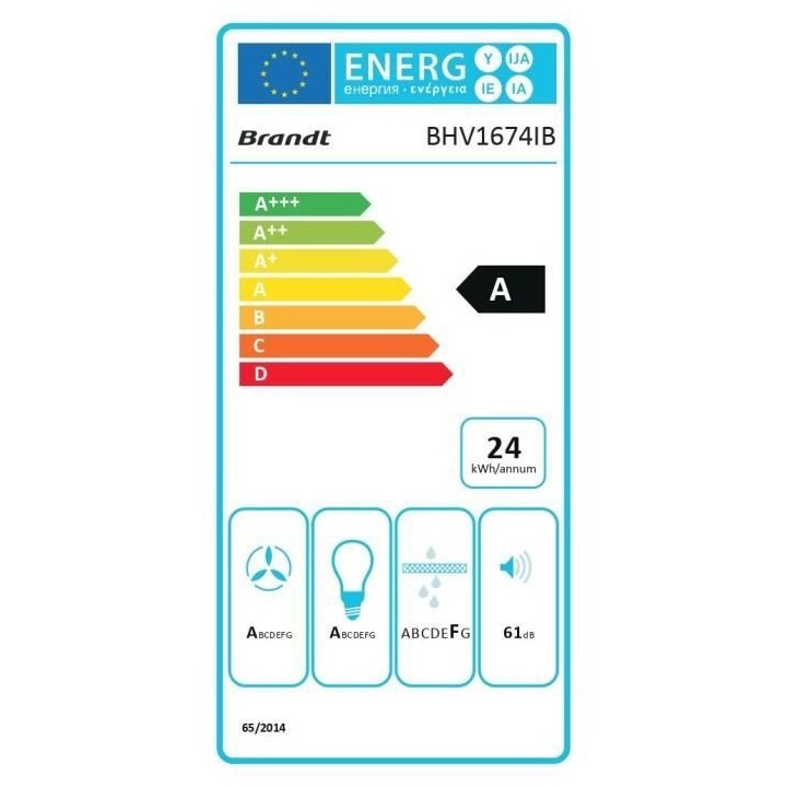 HOTTE BRANDT VERTICALE - BHV1674IB - 60CM