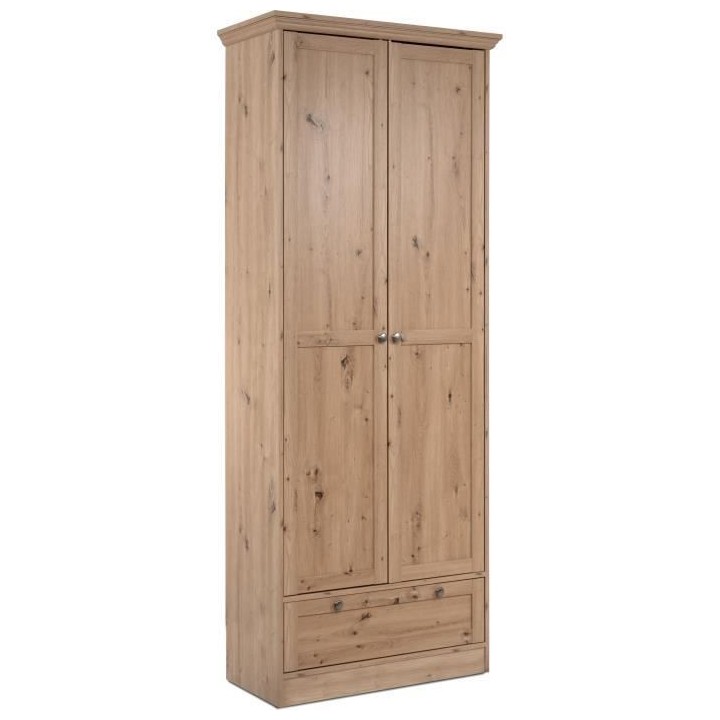 Armoire - Timber 40A - Décor chene artisan - 2 portes a cadre, 1 tiro
