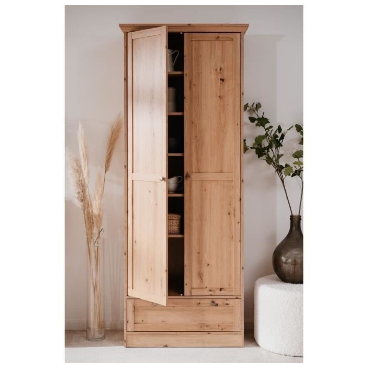 Armoire - Timber 40A - Décor chene artisan - 2 portes a cadre, 1 tiro