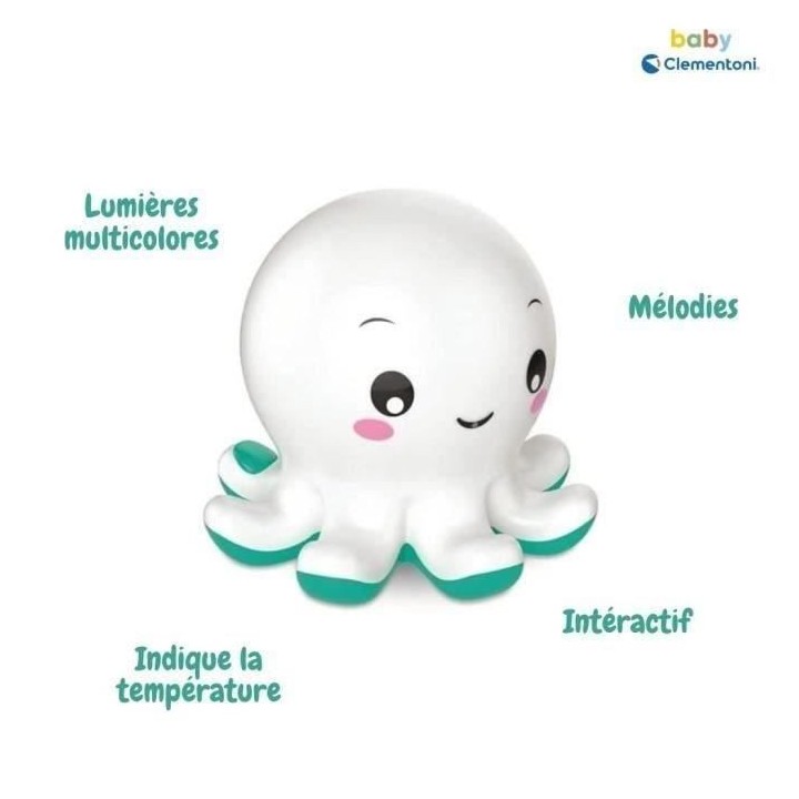 Jouet de bain interactif Baby Clementoni - Colin le poulpe lumineux et