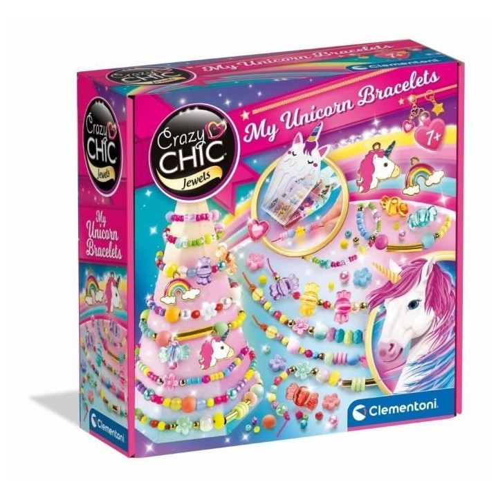 Clementoni - Crazy Chic - Coffret créatif Licorne - Créer tes bracel