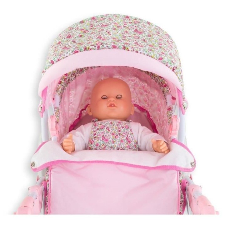 Landau fleuri COROLLE - pour poupon 36, 42 et 52 cm, des 3 ans
