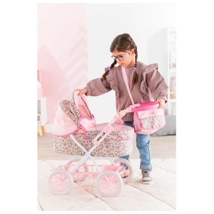 Landau fleuri COROLLE - pour poupon 36, 42 et 52 cm, des 3 ans