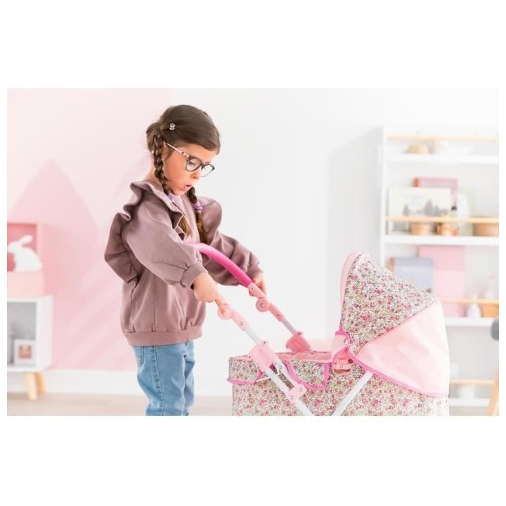 Landau fleuri COROLLE - pour poupon 36, 42 et 52 cm, des 3 ans