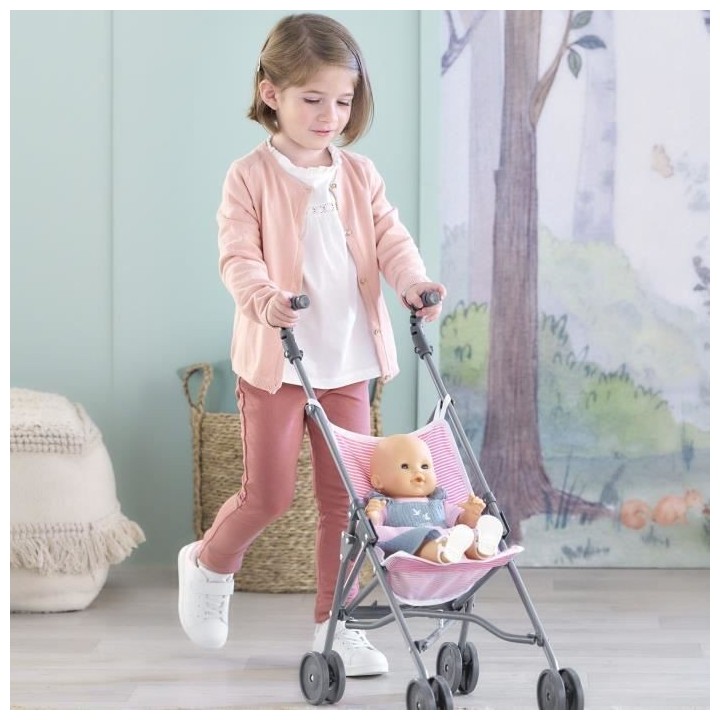 Accessoire poupon - COROLLE - Poussette canne rose pour poupon 30, 36