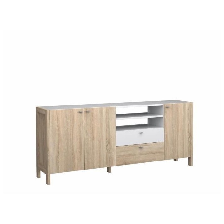 Enfilade HOYVIK 3 portes - 2 tablettes, 2 tiroirs, 2 niches - 215,3 cm