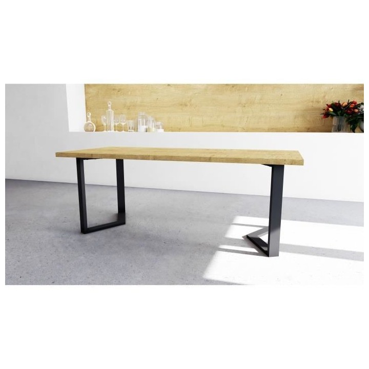 Table - CRAFT - Rectangulaire - Décor mélamine chene hamilton - Pied