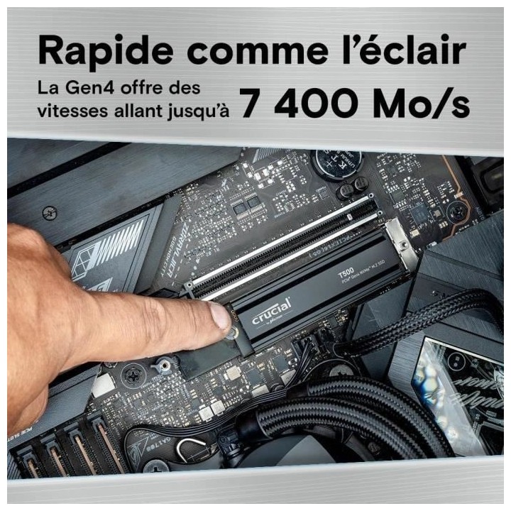 Crucial T500 SSD 2To PCIe Gen4 NVMe M.2 PS5 SSD Interne Gaming avec Di