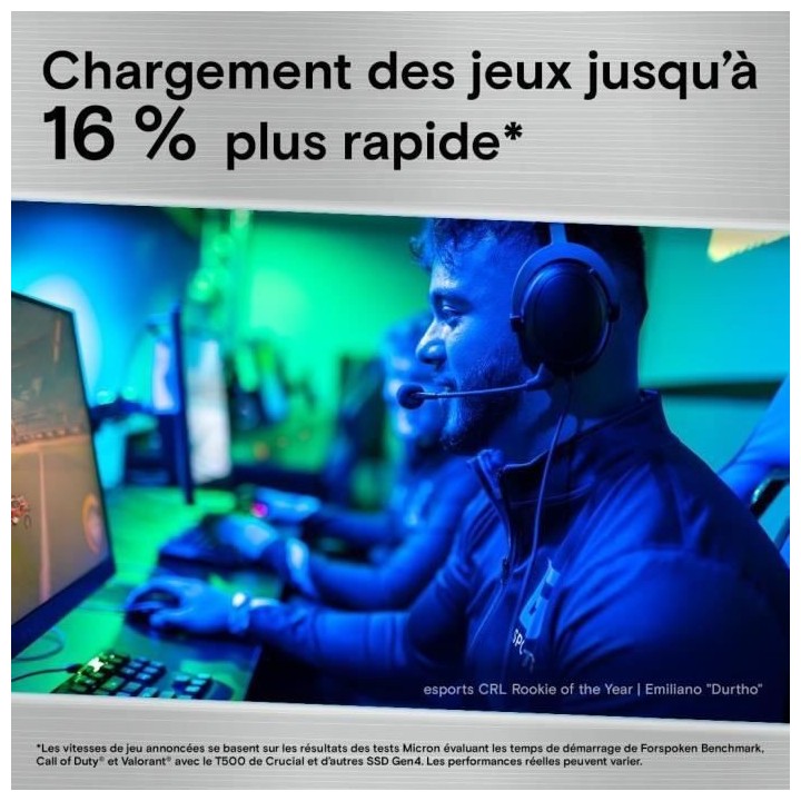 Crucial T500 SSD 2To PCIe Gen4 NVMe M.2 PS5 SSD Interne Gaming avec Di