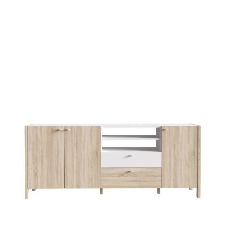 Enfilade HOYVIK 3 portes - 2 tablettes, 2 tiroirs, 2 niches - 215,3 cm