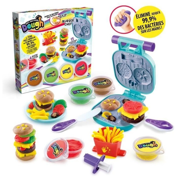 Canal Toys - Kit Burger Pâte a modeler antibactérienne - Élimine ju