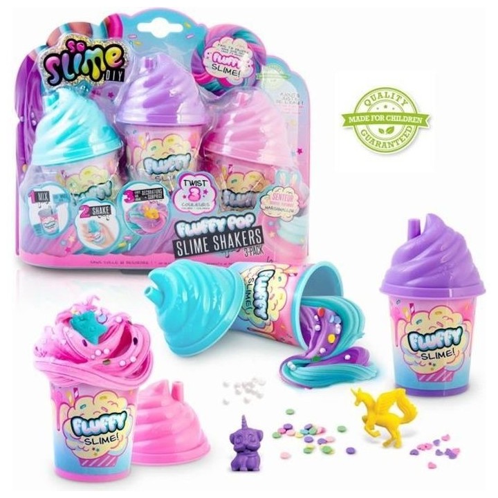 SO DIY So Slime Fluffy - Lot de 3 Slime Shakers Fluffy parfumés - Dé