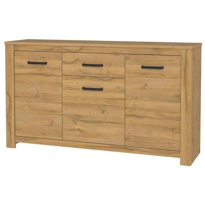 Buffet bas - Décor chene vieilli - Classique - HAVANNA - L 161 cm