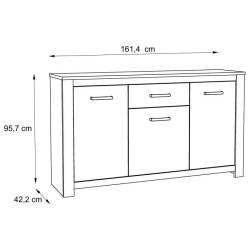 Buffet bas - Décor chene vieilli - Classique - HAVANNA - L 161 cm