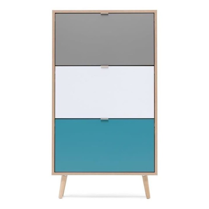 Finori Armoire a chaussures C-uba 42 Chene Sonoma et tricolore