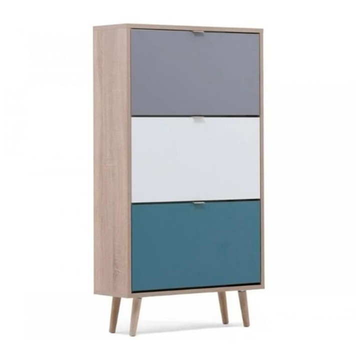 Finori Armoire a chaussures C-uba 42 Chene Sonoma et tricolore