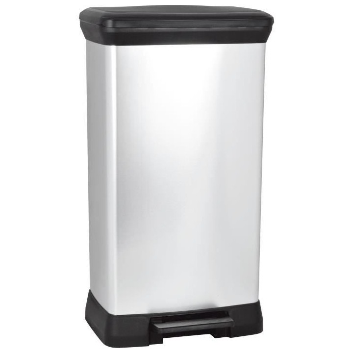CURVER Poubelle a pédale - 50 litres - Aspect métal - Plastique recy
