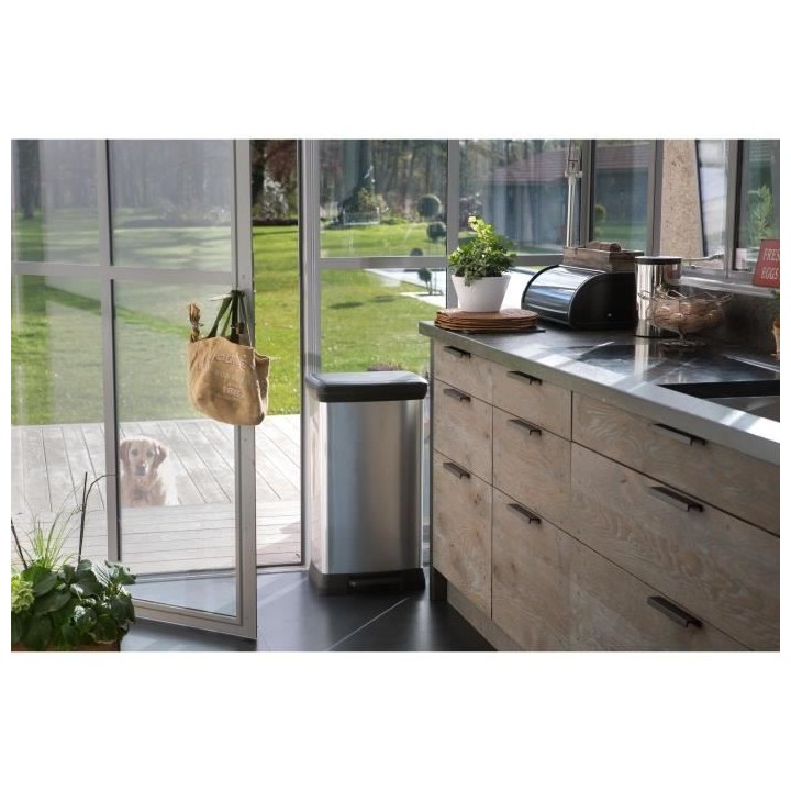 CURVER Poubelle a pédale - 50 litres - Aspect métal - Plastique recy