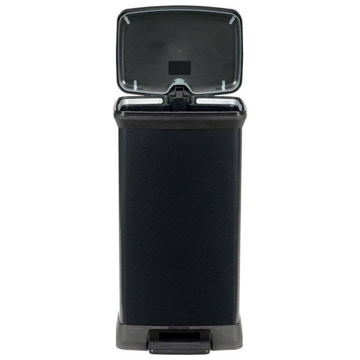 CURVER Decobin Poubelle a pédale rectangulaire - 50 L - Noir carbone