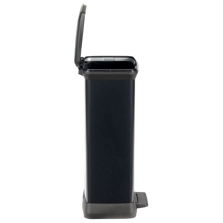 CURVER Decobin Poubelle a pédale rectangulaire - 50 L - Noir carbone