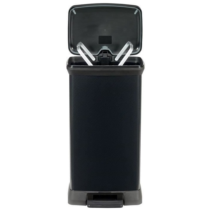 CURVER Decobin Poubelle a pédale rectangulaire - 50 L - Noir carbone