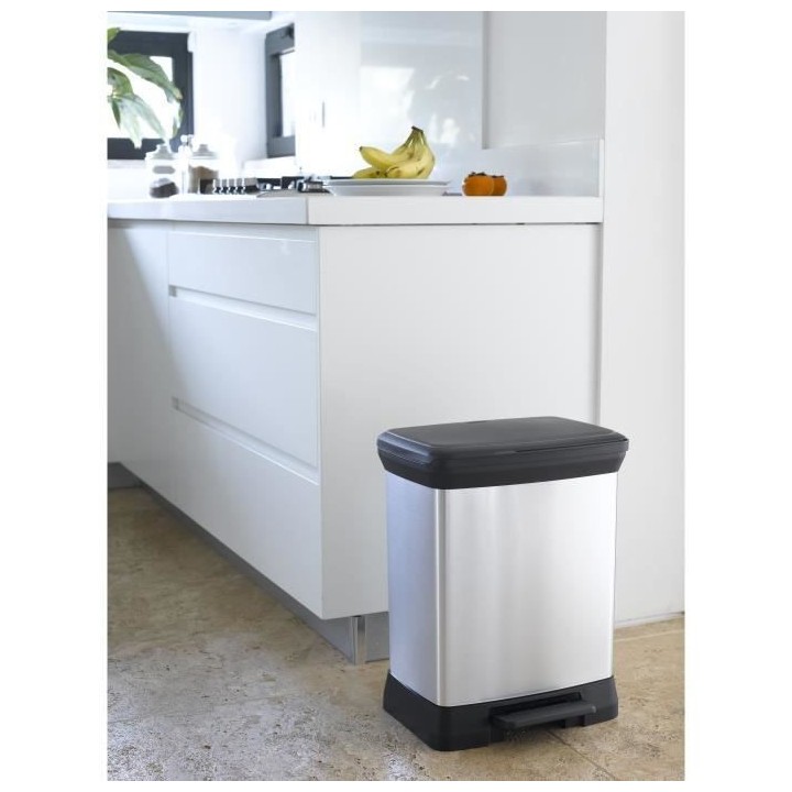 Poubelle Rectangle - DECO BIN - CURVER - 50L - Design élégant - 39 x