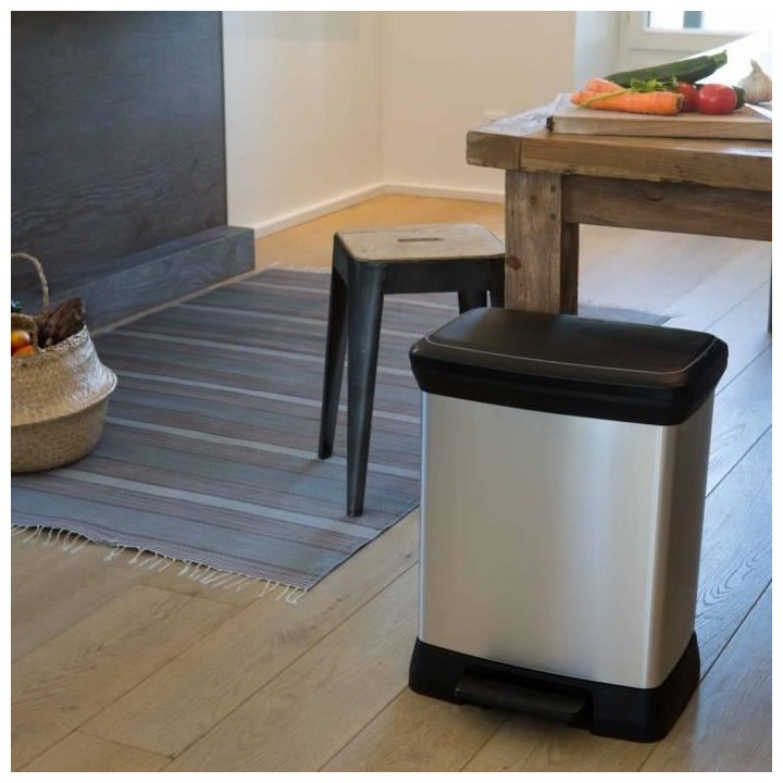 Curver Poubelle duo a pédale Deco 28 L Argenté 240638