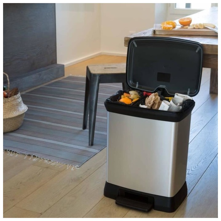 Curver Poubelle duo a pédale Deco 28 L Argenté 240638