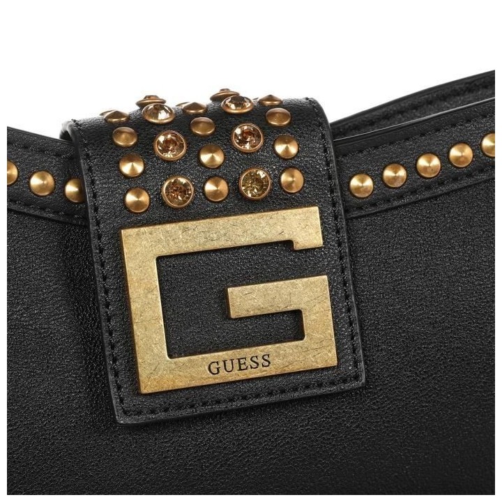 GUESS Bling Top Zip Shoulder Bag Sac a Main Noir Femme